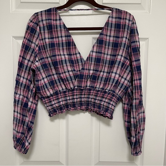 ZARA Cropped Plaid Top - Picture 2 of 4